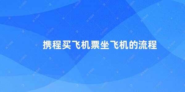 携程买飞机票坐飞机的流程