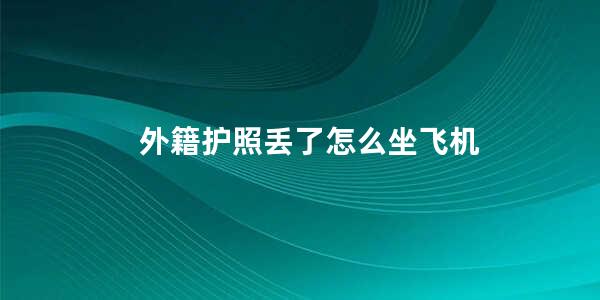 外籍护照丢了怎么坐飞机